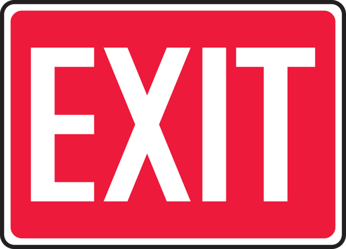 10" X 14" White And Red Plastic Admittance And Exit Sign "EXIT"