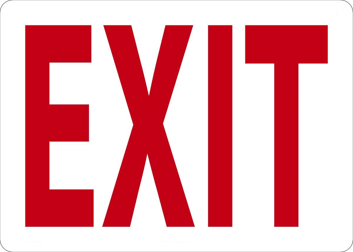 10" X 14" Red And White Plastic Admittance And Exit Sign "EXIT"