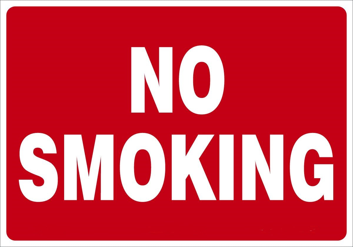 7" X 10" White And Red Adhesive Poly Smoking Control Sign "NO SMOKING"