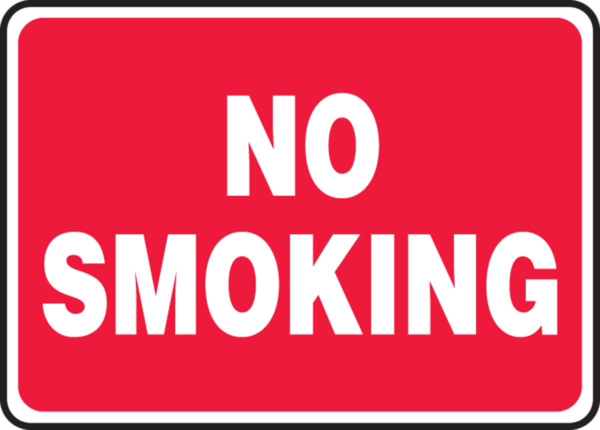 10" X 14" White And Red Adhesive Poly Smoking Control Sign "NO SMOKING"