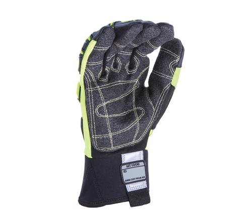 Task Gloves _ Synthetic Leather Palm, Double Armortex on palm, Hi-Vis Yellow spandex back, Neoprene cuff with ID pad, TPR back - Dozen