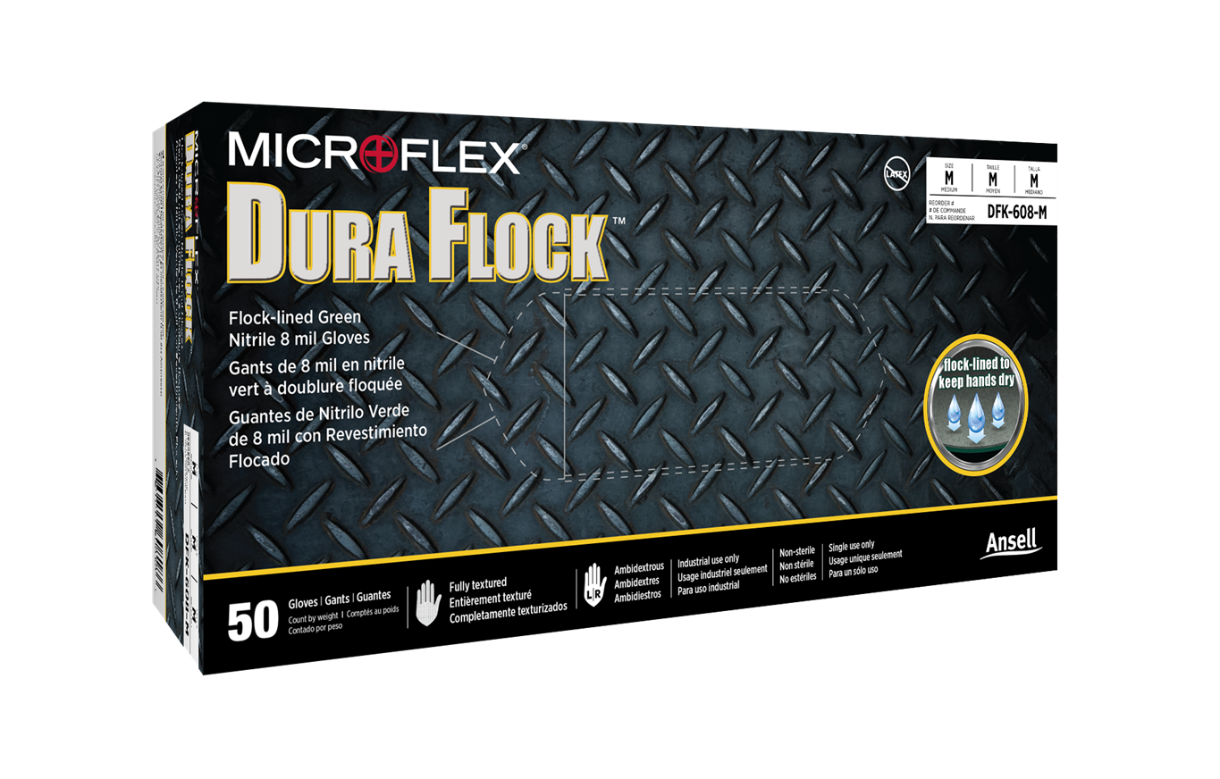 Microflex - Dura Flock - Nitrile Gloves - CASE-eSafety Supplies, Inc