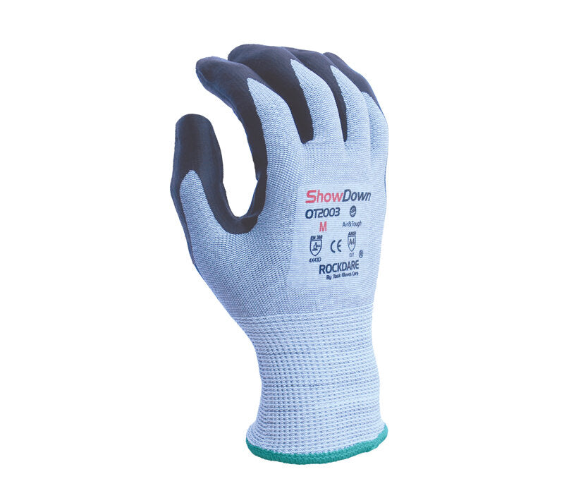 Task Gloves- Water based Polymer palm coated Grey HDPE blended knit work Gloves