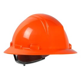 Protective Industrial Products Hi-Viz Orange Dynamic® Kilimanjaro™ HDPE Full Brim Hard Hat With Wheel/4-Point Ratchet Suspension