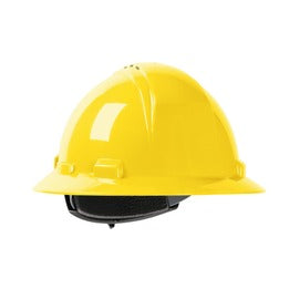 Protective Industrial Products Kilimanjaro™ HDPE Vented Full Brim Hard Hat With Wheel Ratchet/4 Point Nylon Webbing Cradle Suspension