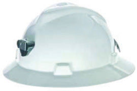 MSA White V-Gard® Polyethylene Full Brim Hard Hat With Pinlock/4 Point Pinlock Suspension