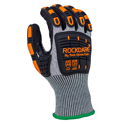 Task Gloves - 13 Gauge Engineered HDPE Shell, Double Dipped Sandy Nitrile Palm with TPR Overlays - Dozen