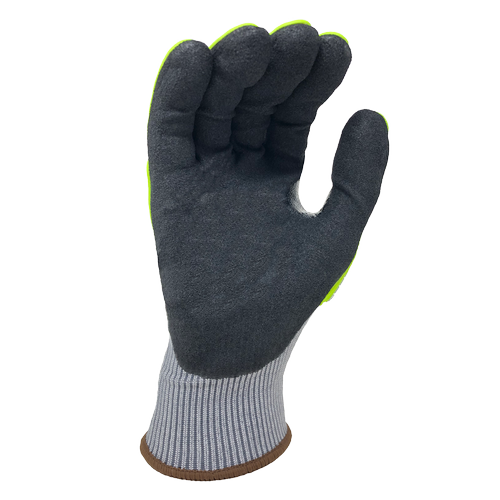 RockDare® - 15G Gray HDPE w/Glass Fiber + Stainless liner (ANSI CUT A4) Sandy-Foam Nitirle Palm Coated Gloves with Thumb Saddle and TPR Back - Dozen