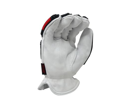 Task Gloves - Premium Grain Goatskin Driver, HDPE & Acrylic lined, Shirred Elastic back, Keystone Thumb, TPR back, ANSI Cut A7 - Dozen