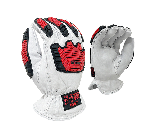 Task Gloves - Premium Grain Goatskin Driver, HDPE & Acrylic lined, Shirred Elastic back, Keystone Thumb, TPR back, ANSI Cut A7 - Dozen