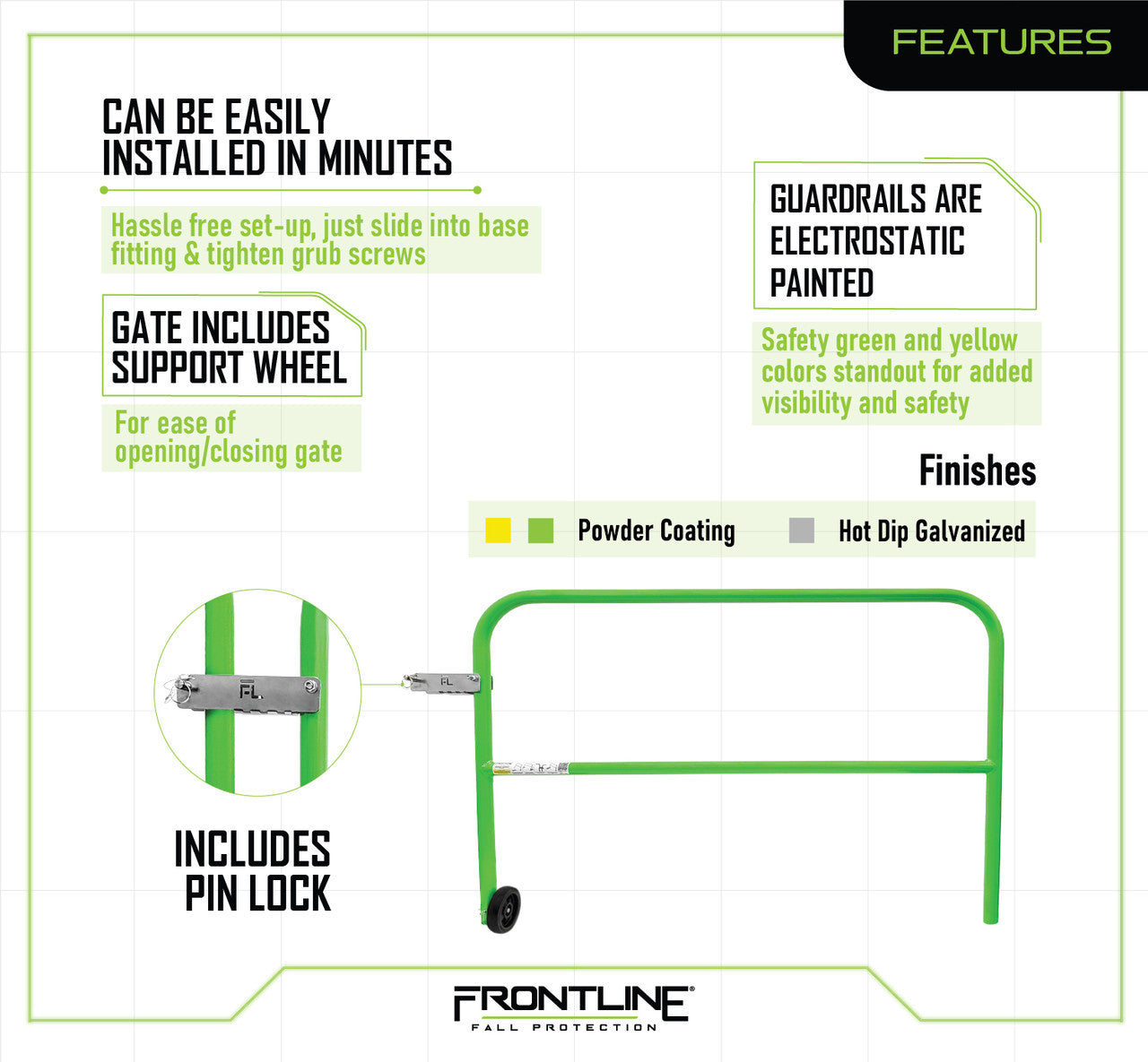 Frontline GUG55 Guardrail 5' Rolling Swing Gate