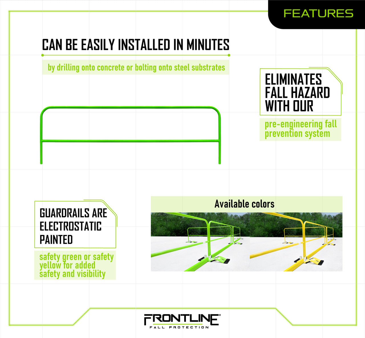 Frontline Guardrail Section for Concrete or Steel Substrates - 5'