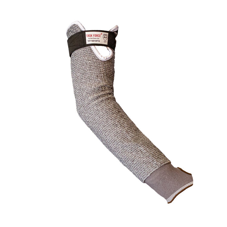 TASK Gloves - 18" Grey 13G HDPE W/Glass Fiber Knit Sleeve With Thumb Hole , Hook & Loop Closure (ANSI CUT A4 )