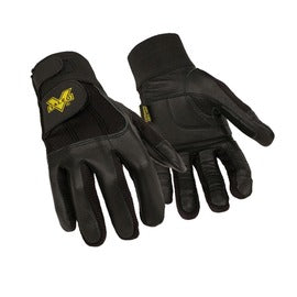 Ansell Black VALEO-V435 Goatskin Leather And Nylon And Velcro Full Finger Anti-Vibration Gloves With Adjustable Cuff