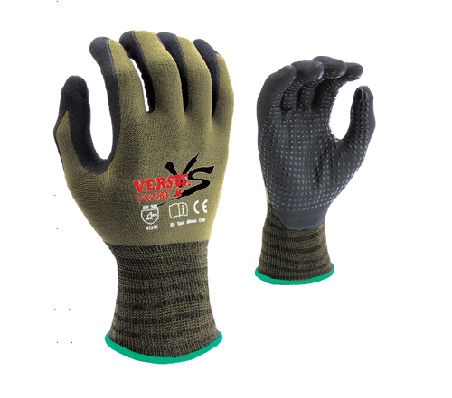 Black Micro-Foam Nitrile palm coated with Nitrile dots, 15G Green Hi-Elasticity Nylon shell - Dozen