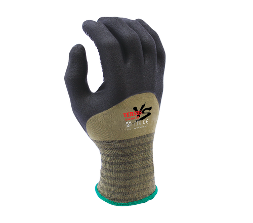 Black Micro-Foam Nitrile Knuckle coated with Nitrile dots, 15G Green Hi-Elasticity Nylon shell - Dozen