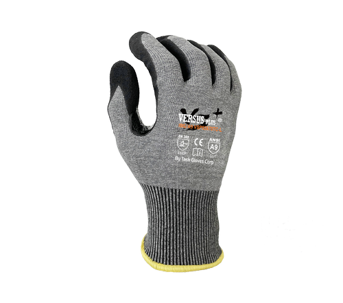 Versus Plus® - 18 Gauge FalstoneÔ Fiber shell, Black Micro-Foam Nitrile coated palm and fingers, Reinforced Thumb Saddle, Touchscreen compactible, ANSI Cut A9 - Dozen