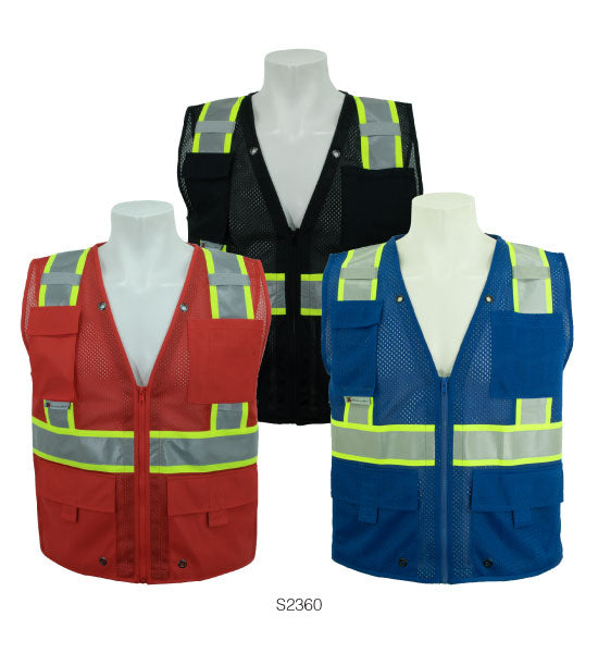 Copy of 3A-Safety 100% polyester mesh safety, multi pocket surveyors vest-eSafety Supplies, Inc
