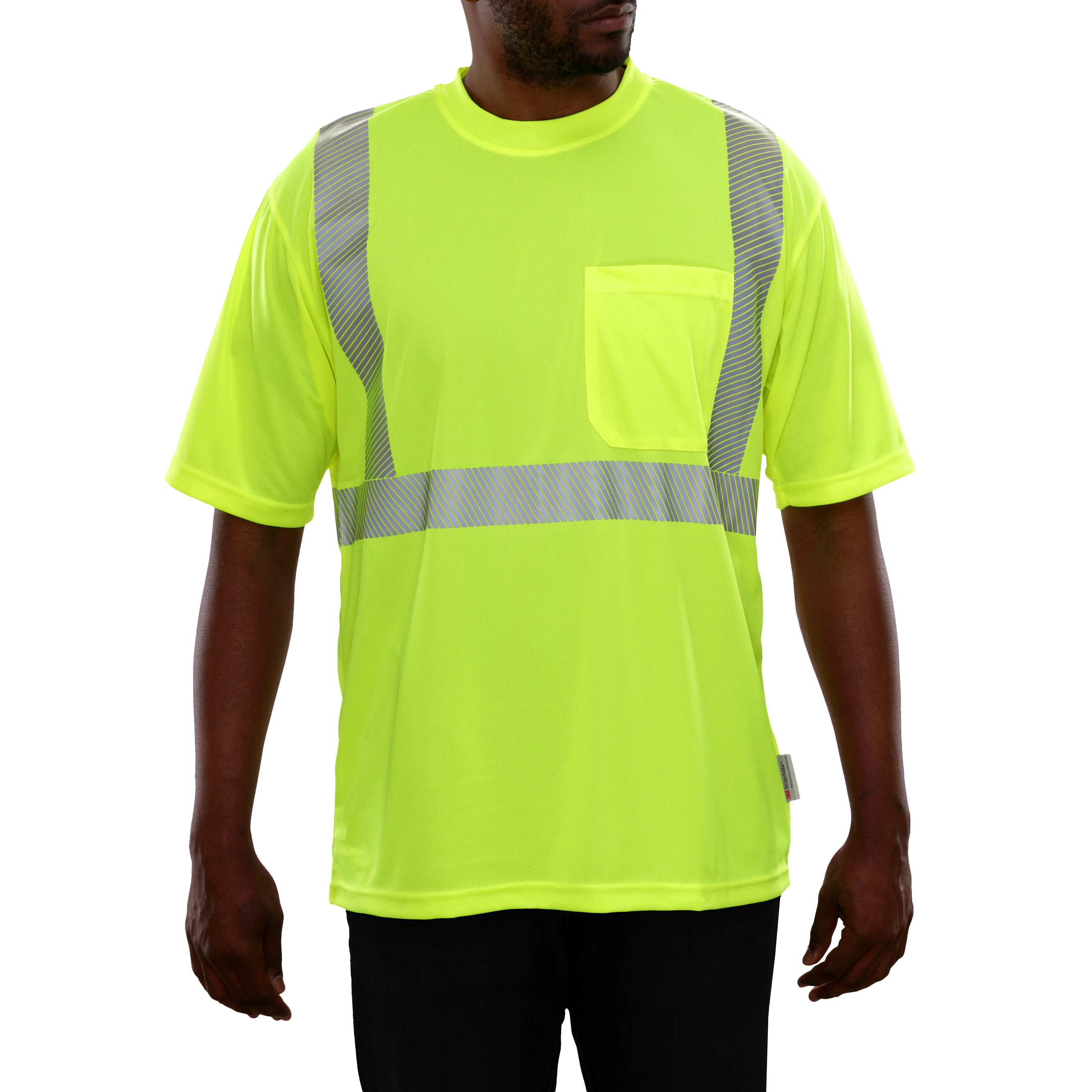 Safety Shirt Hi Vis Pocket Shirt Lime Birdseye Comfort Trim by 3M-eSafety Supplies, Inc