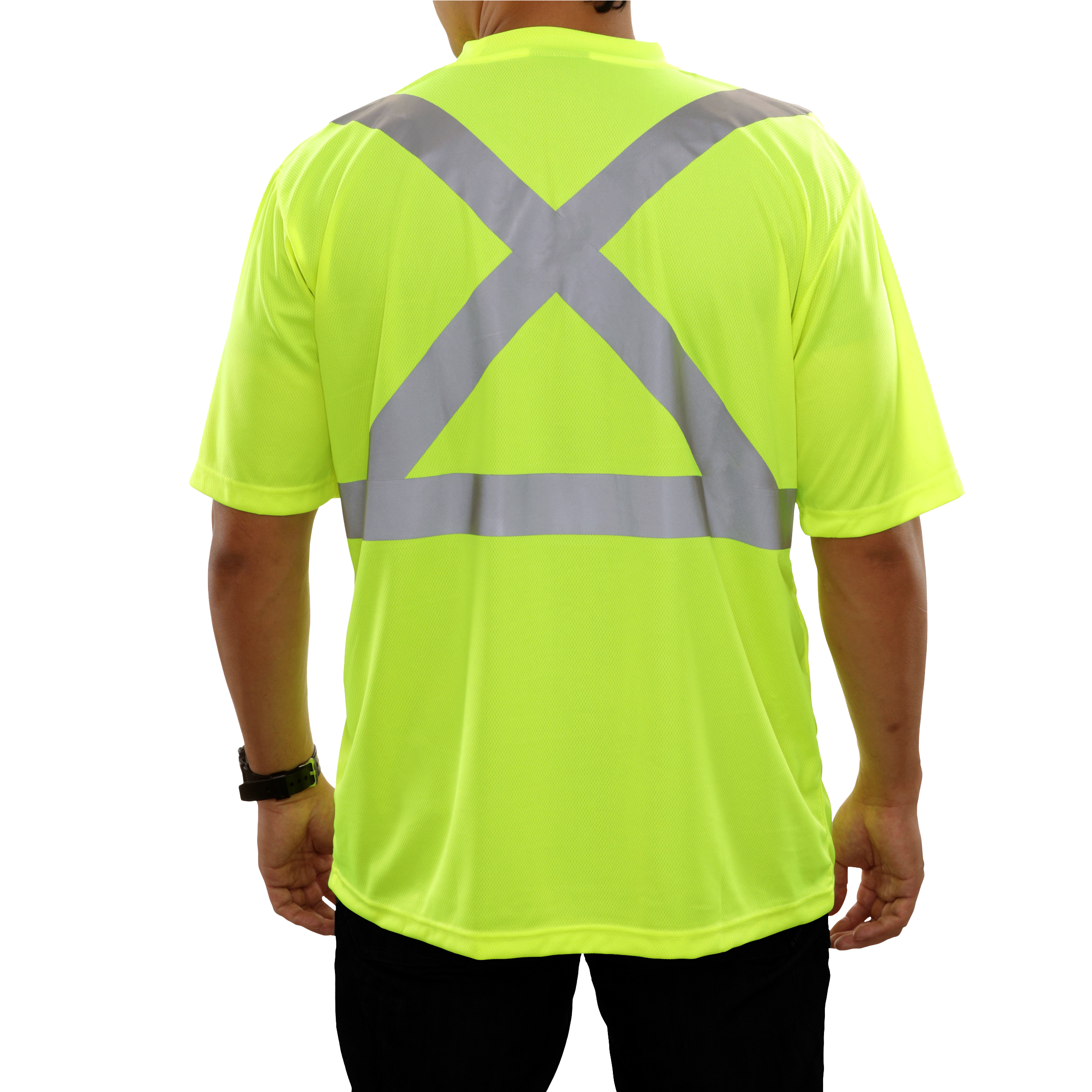 Reflective Apparel High Visibility Safety Pocket Shirt Lime Birdseye X-Back-eSafety Supplies, Inc