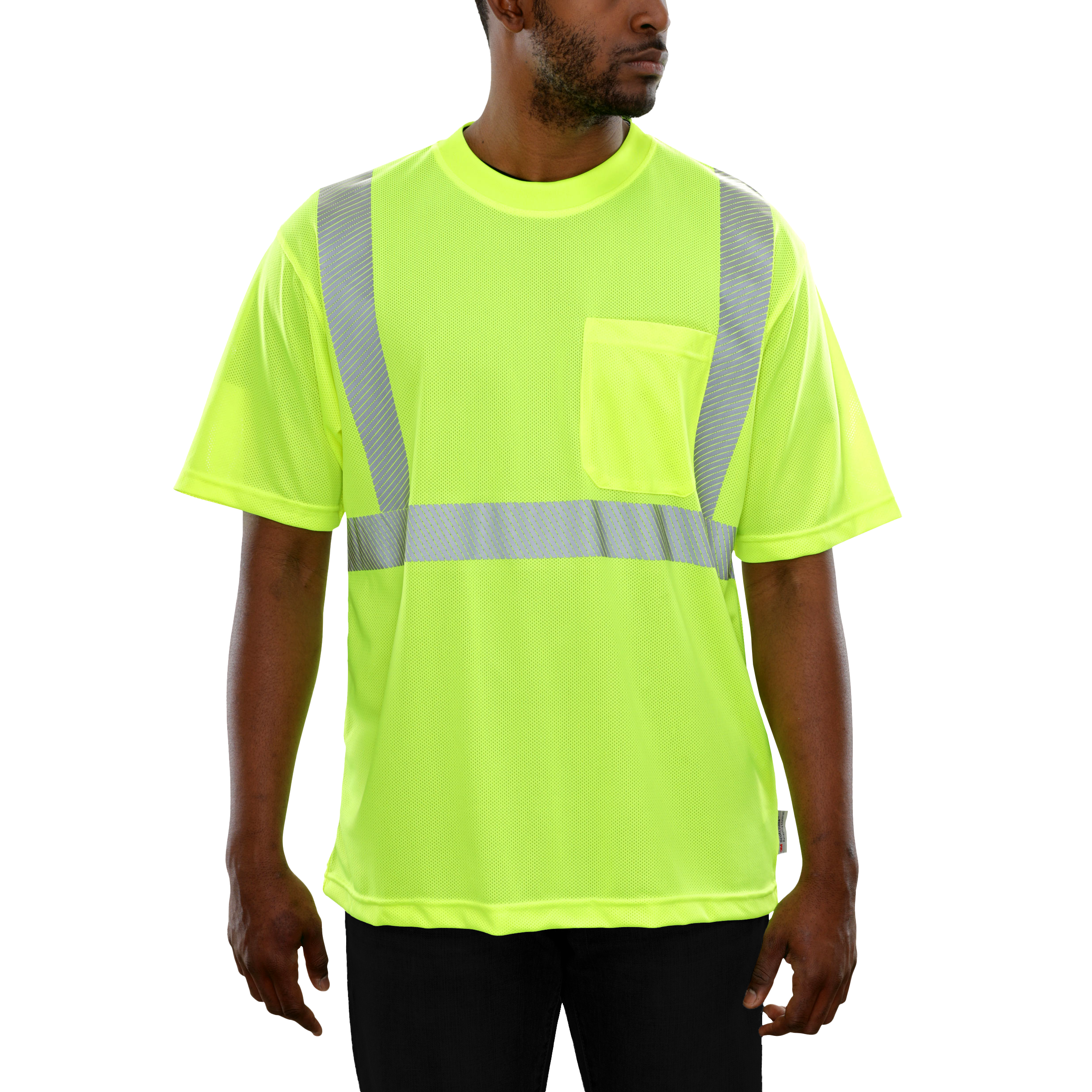 Reflective Apparel High Visibility Pocket Shirt Lime Micromesh Comfort Trim by 3M-eSafety Supplies, Inc