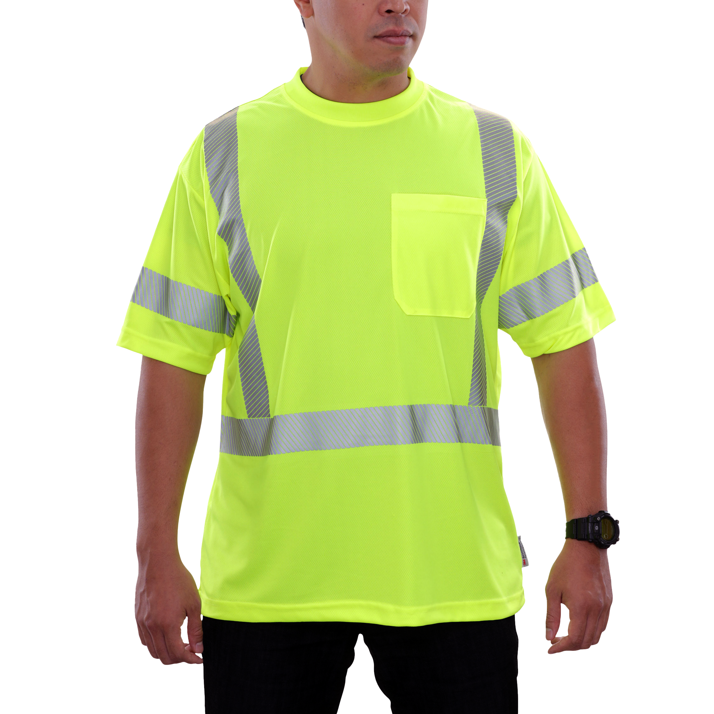 Reflective Apparel High Visibility Shirt Lime Birdseye Comfort Trim by 3M-eSafety Supplies, Inc