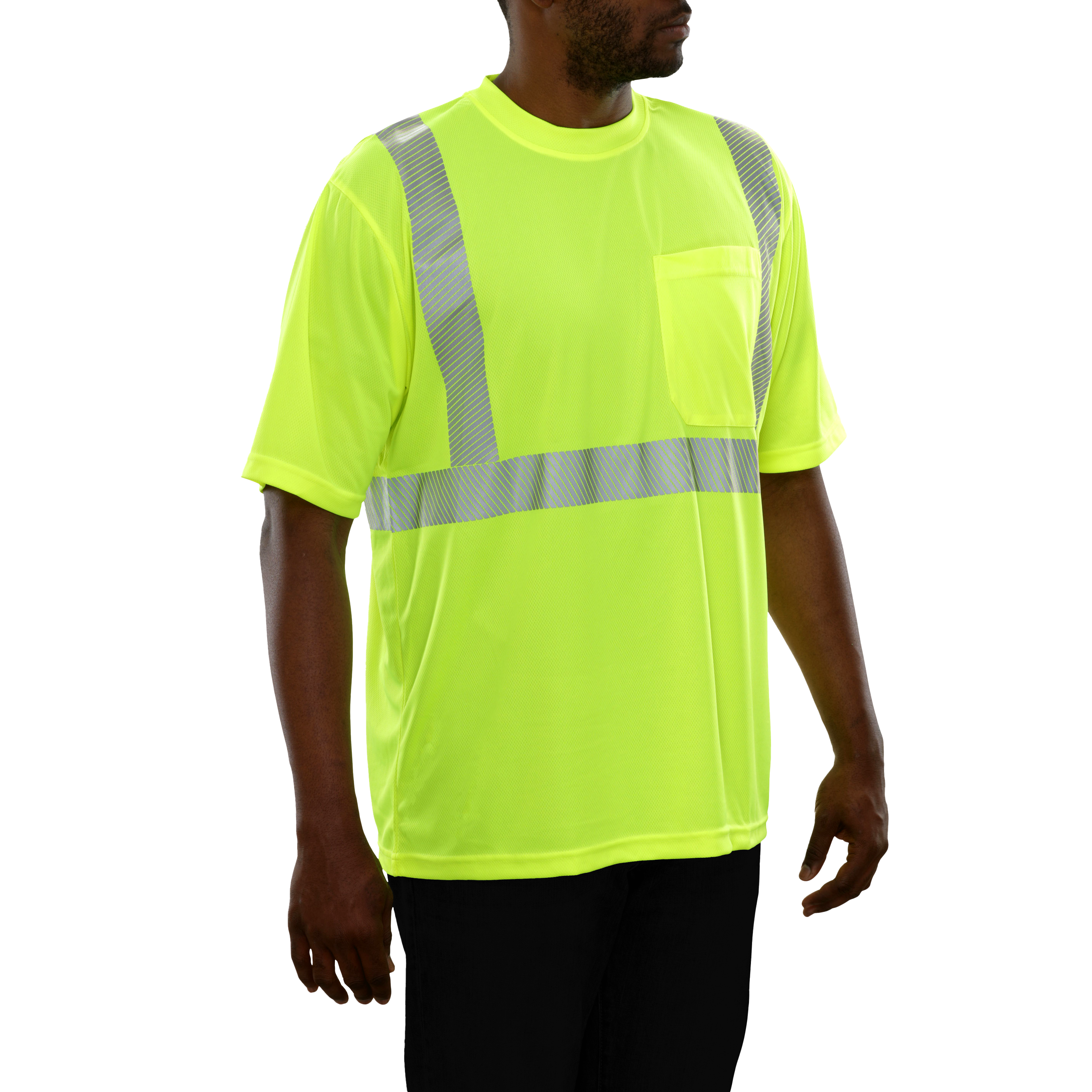 Safety Shirt Hi Vis Pocket Shirt Lime Birdseye Comfort Trim by 3M-eSafety Supplies, Inc