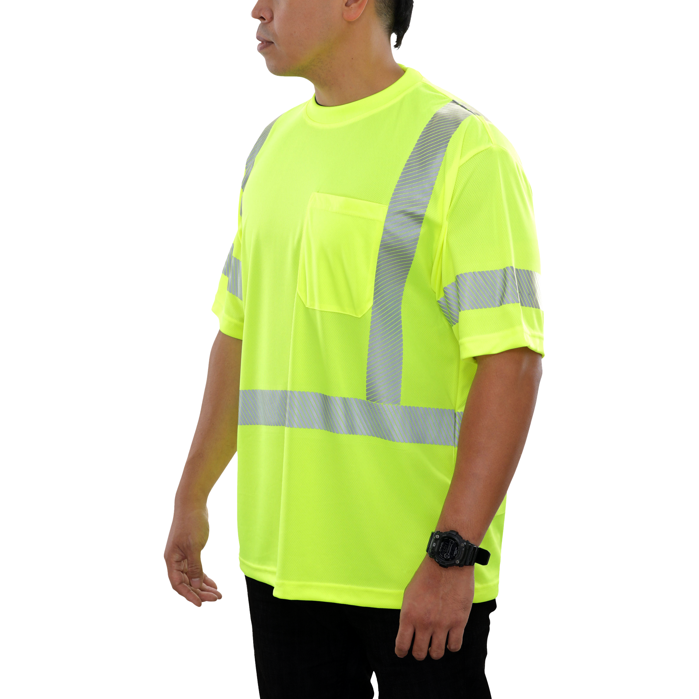 Reflective Apparel High Visibility Shirt Lime Birdseye Comfort Trim by 3M-eSafety Supplies, Inc