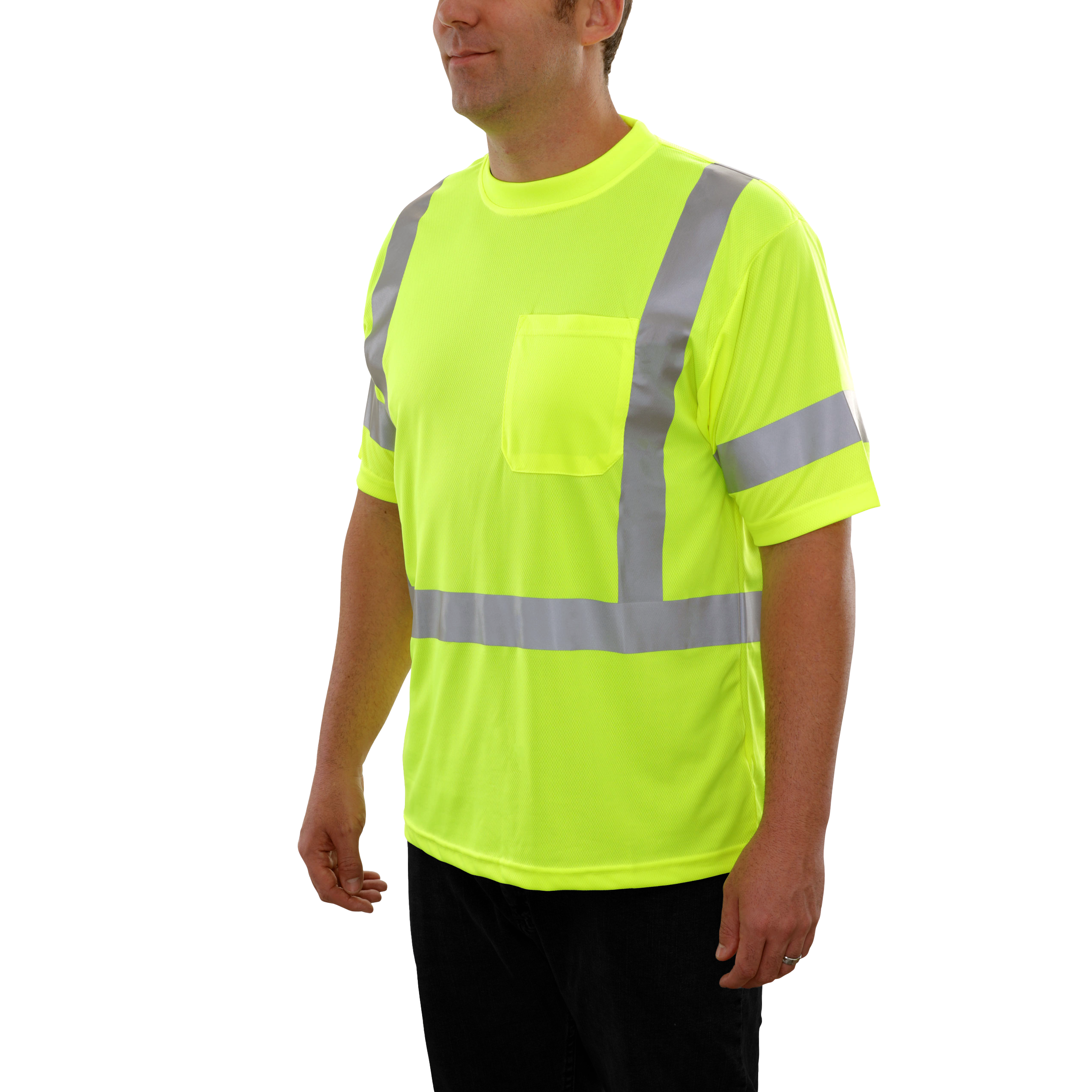 Reflective Apparel High Visibility Shirt Lime Birdseye ANSI 3-eSafety Supplies, Inc