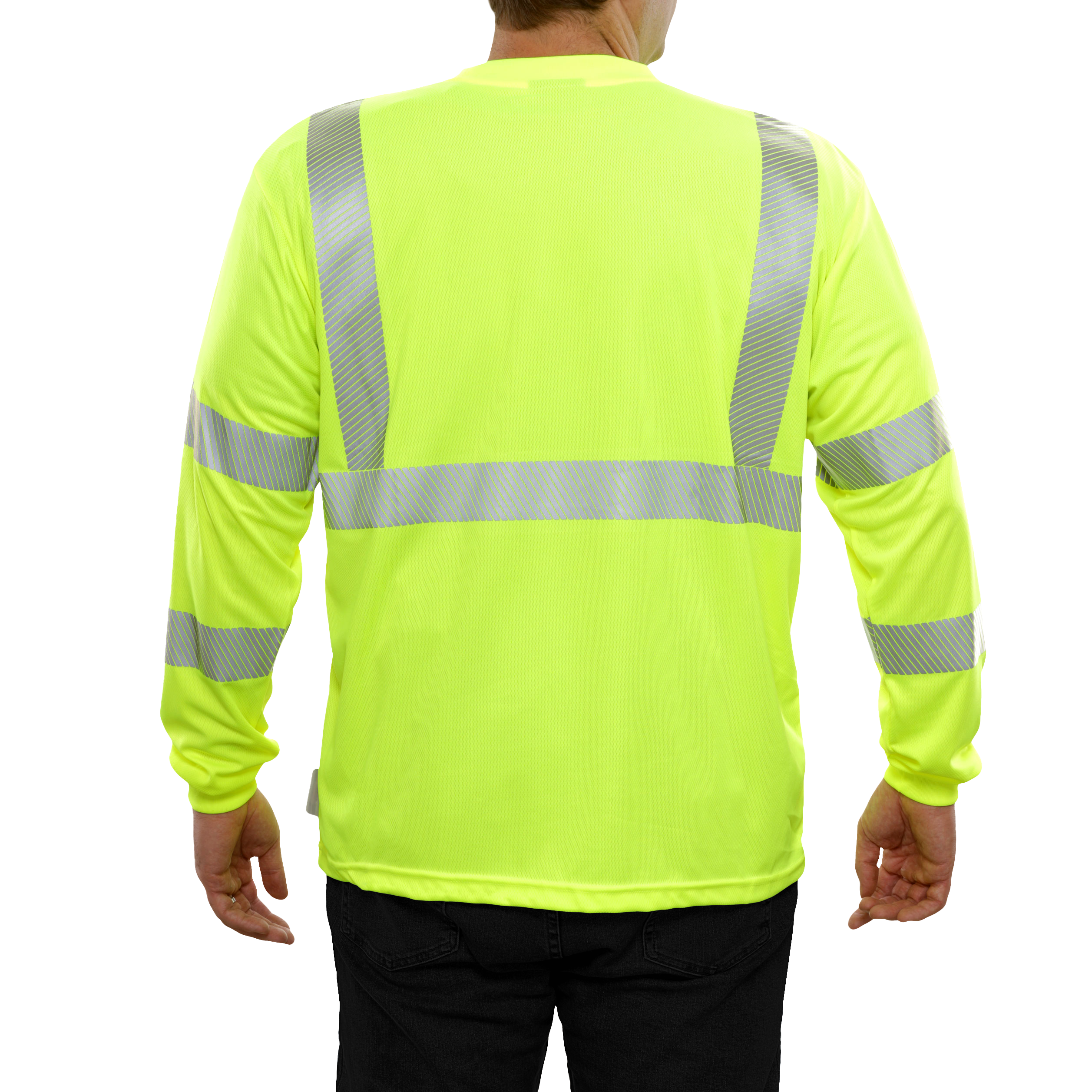 Reflective Apparel High Visibility Long Sleeve Shirt Lime Birdseye Comfort Trim by 3M-eSafety Supplies, Inc