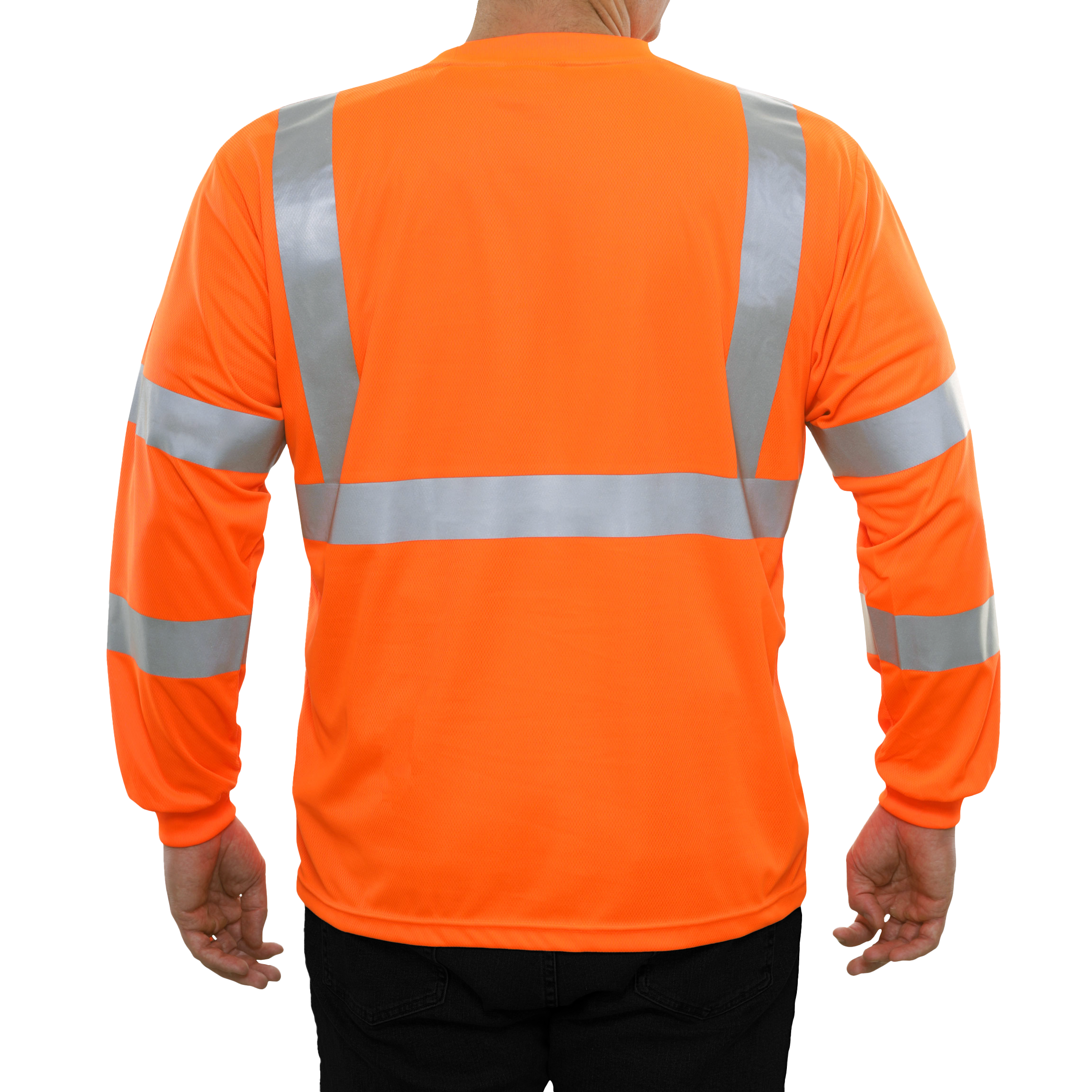 Reflective Apparel High Visibility Long Sleeve Shirt Orange Birdseye ANSI 3-eSafety Supplies, Inc
