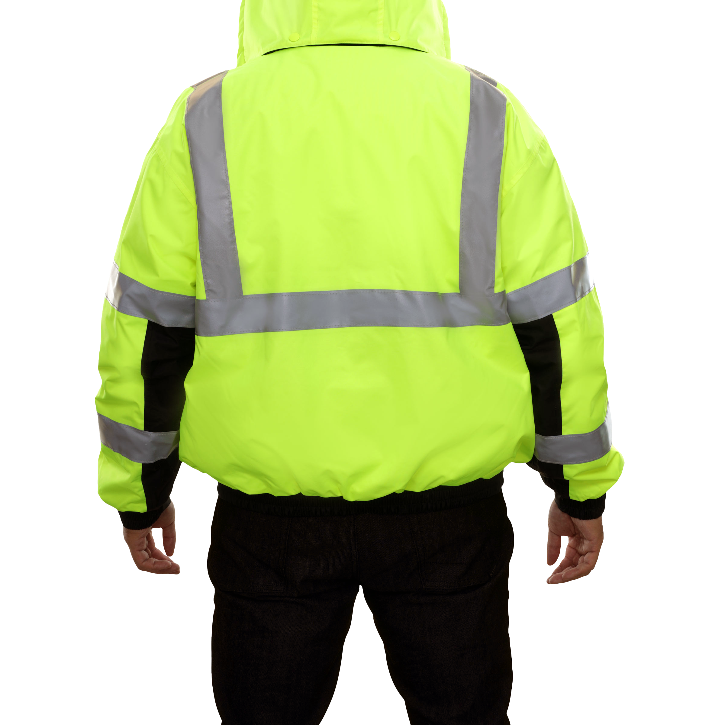 Safety Jacket Hi Vis Bomber Breathable Waterproof Hood Lime 2-Tone-eSafety Supplies, Inc