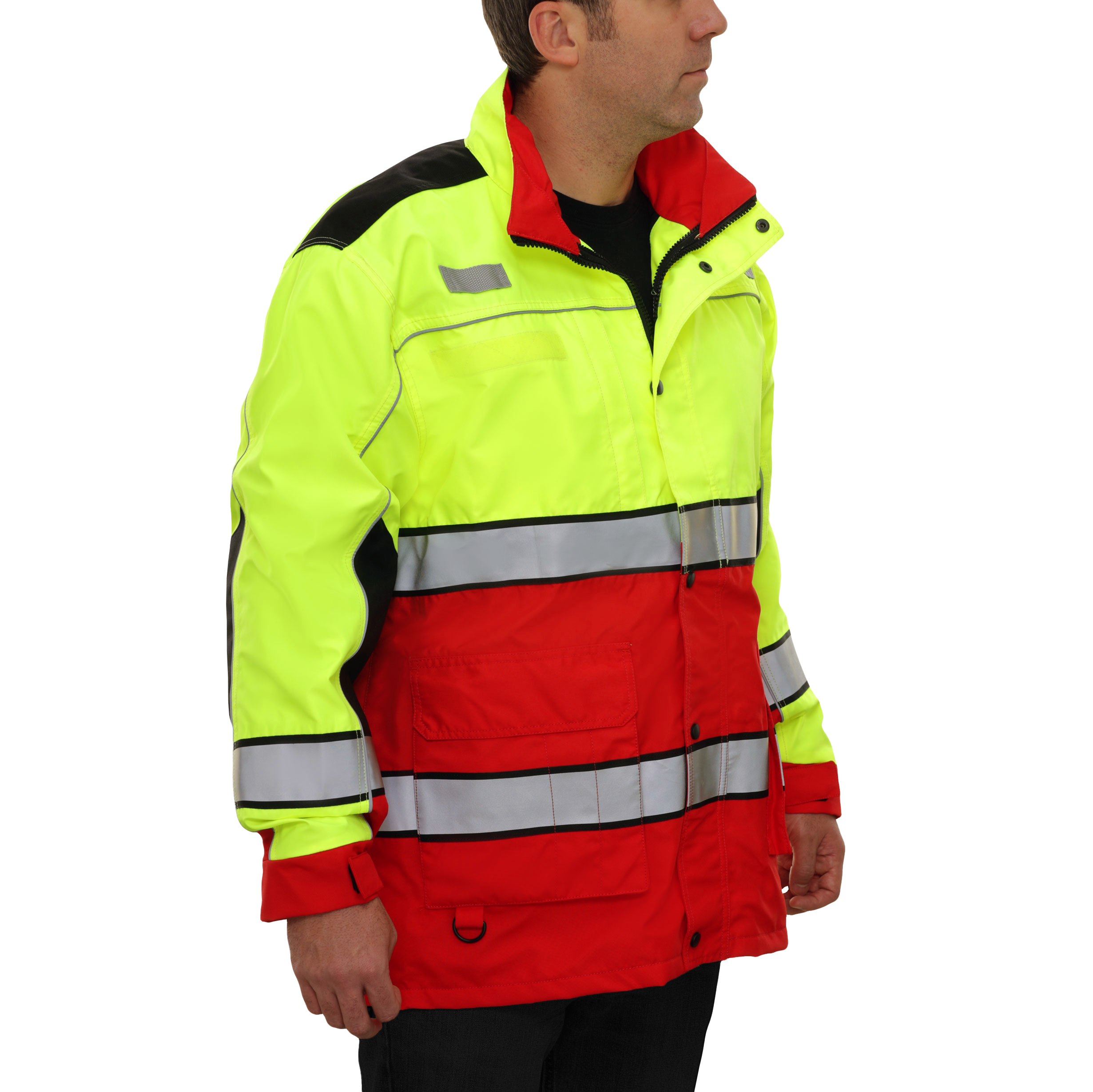 Safety Jacket Hi Vis Responder Parka Waterproo 2-Tone Lime & Red-eSafety Supplies, Inc