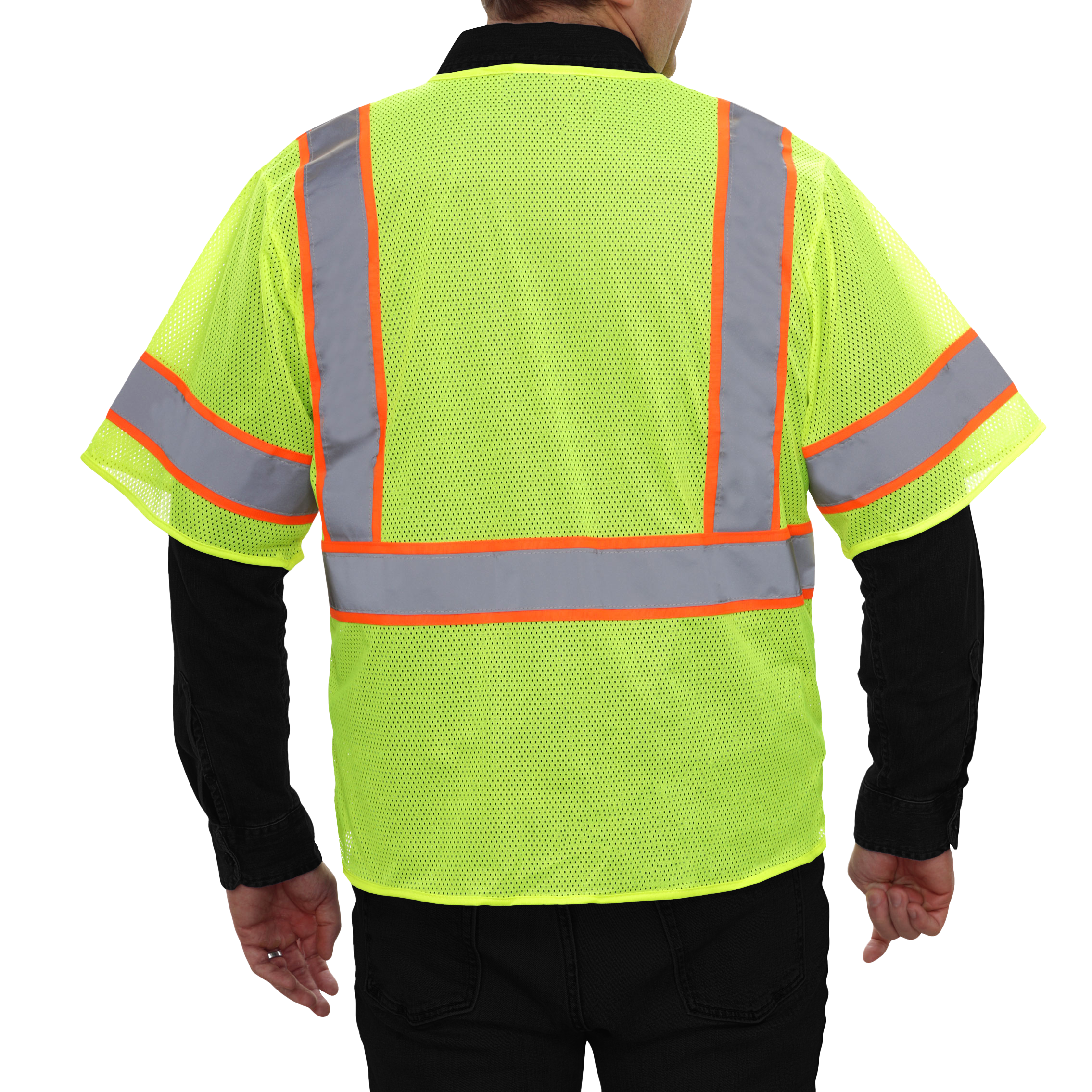 Economy Safety Vest Hi Vis Vest Zip Mesh Contrasting Tape ANSI 3-eSafety Supplies, Inc