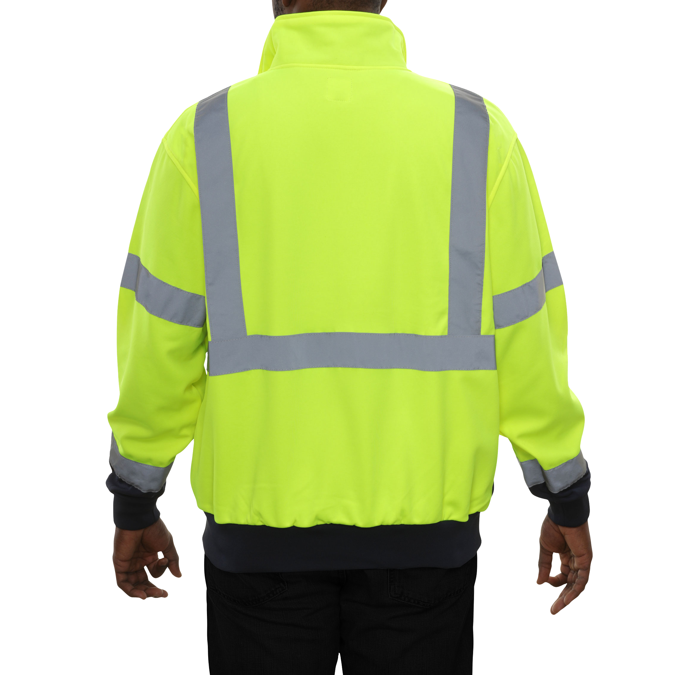 Hi Vis 2-Tone Quarter Zip Fleece 7 oz Lime & Navy-eSafety Supplies, Inc