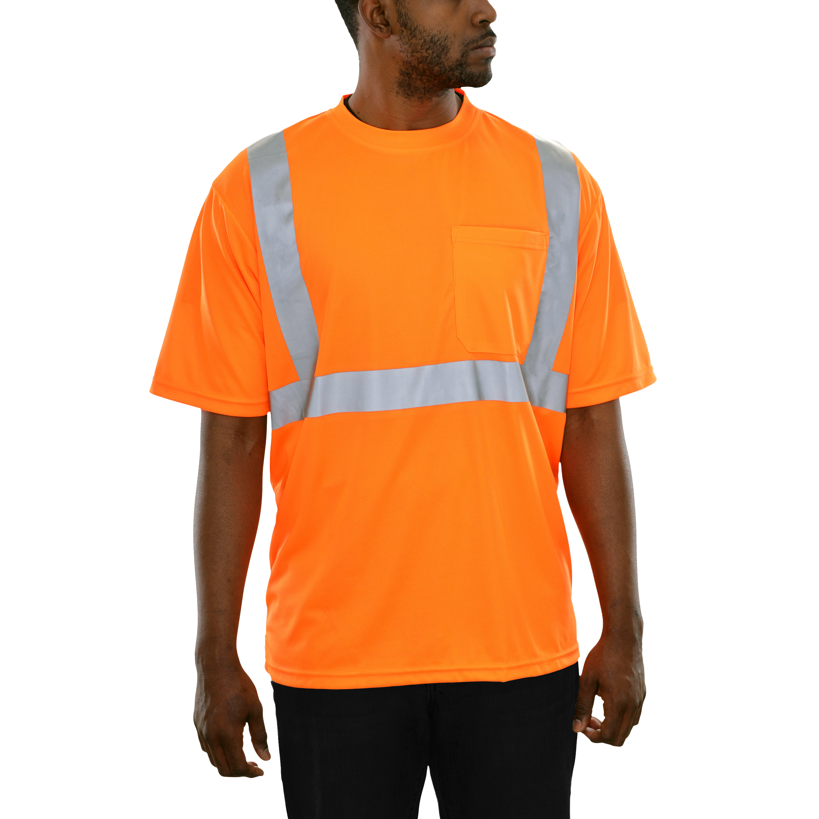 Reflective Apparel High Visibility Pocket Shirt Orange Birdseye X-Back-eSafety Supplies, Inc
