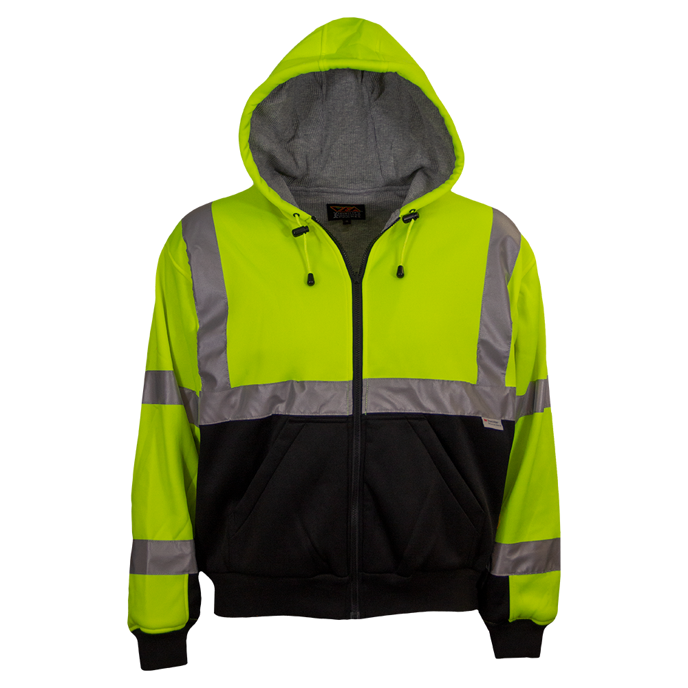 Safety Hoodie Hi Vis 2-Tone Hoodie Thermal Liner Full Zip 16oZ-eSafety Supplies, Inc