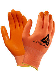 Ansell Size 8 ActivArmr® 15 Gauge Hi-Viz Orange Nitrile Palm Coated Work Glove With Nylon And Spandex® Liner And Knitwrist-eSafety Supplies, Inc