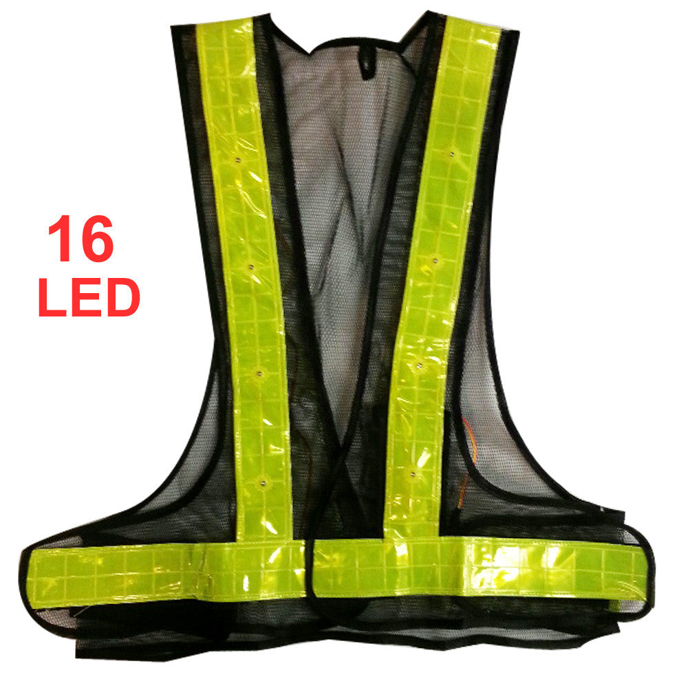 Black Safety Vest with Reflective Strip and LED-eSafety Supplies, Inc