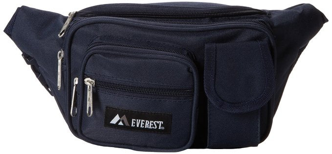 Everest Large Fanny Waist Pack | 3 Zipper Pockets, Adjustable Up To 42 Inches - Black