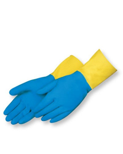 Blue neoprene over yellow latex Gloves - Dozen-eSafety Supplies, Inc