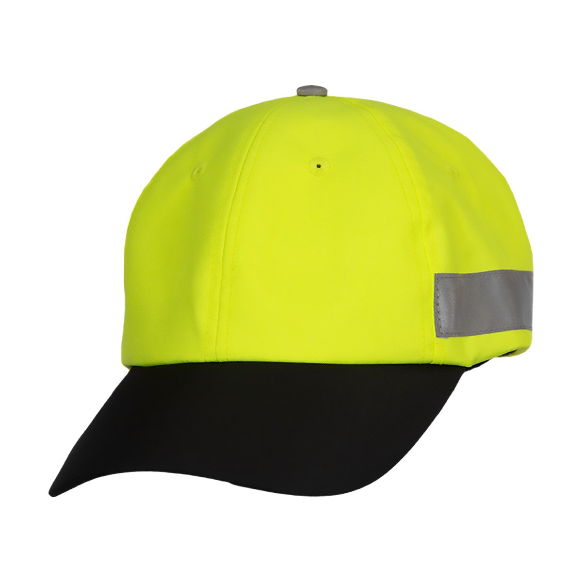 Safety Baseball Ha Hi Vis Lime & Black Cap Adjustable Cotton Sweatband-eSafety Supplies, Inc