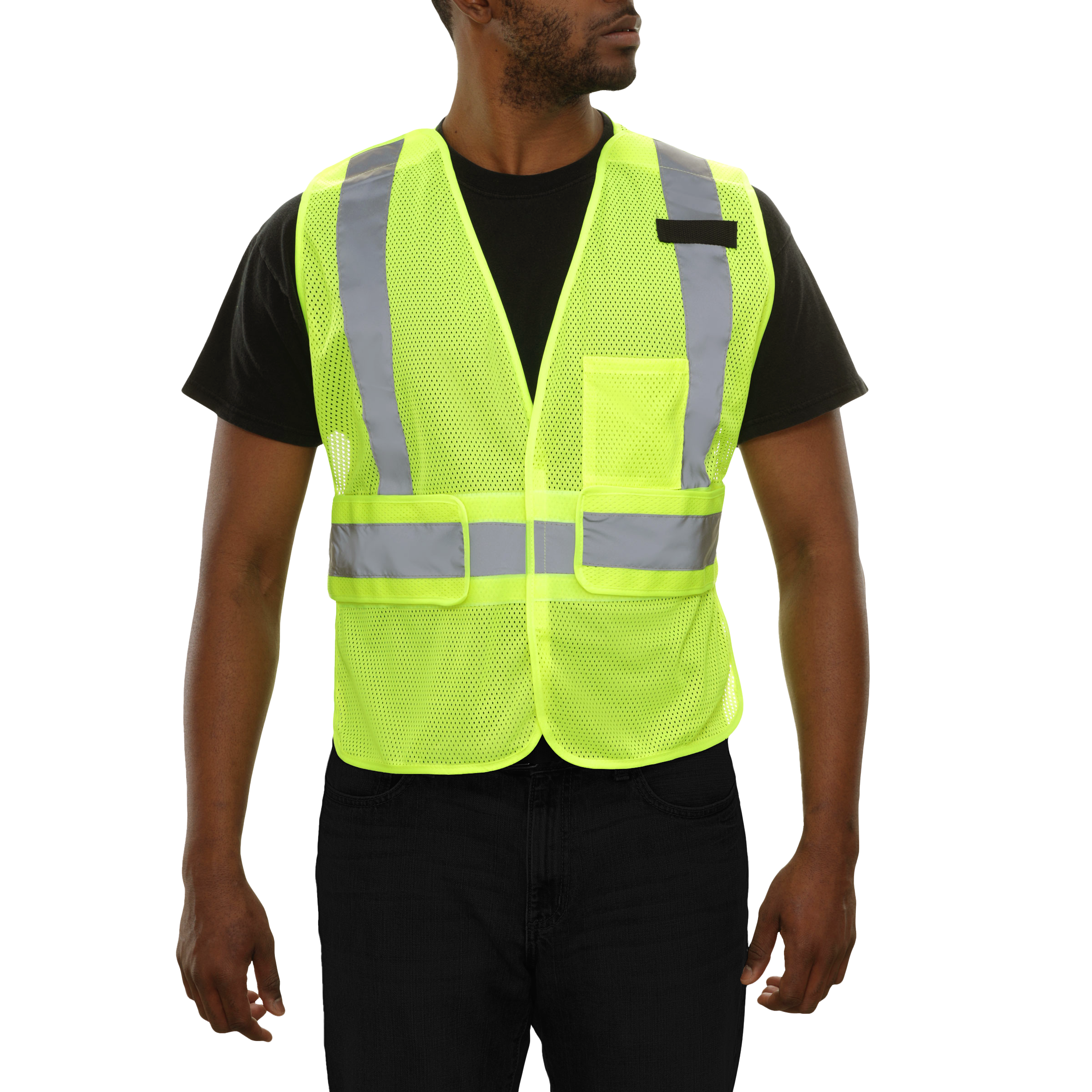 Economy Safety Vest Hi Vis Adj Side Wraps 5pt Breakaway Mesh ANSI 2-eSafety Supplies, Inc