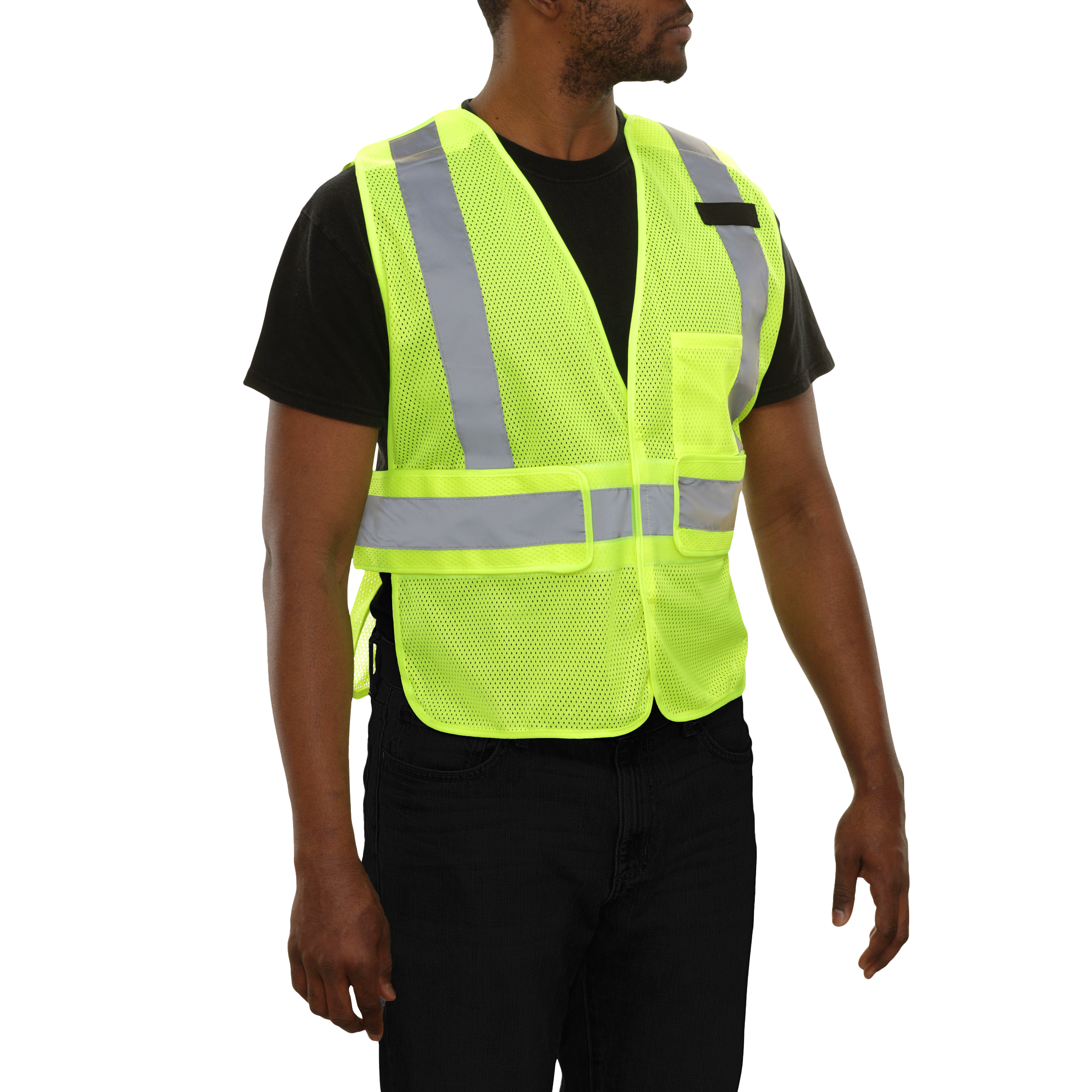 Economy Safety Vest Hi Vis Adj Side Wraps 5pt Breakaway Mesh ANSI 2-eSafety Supplies, Inc
