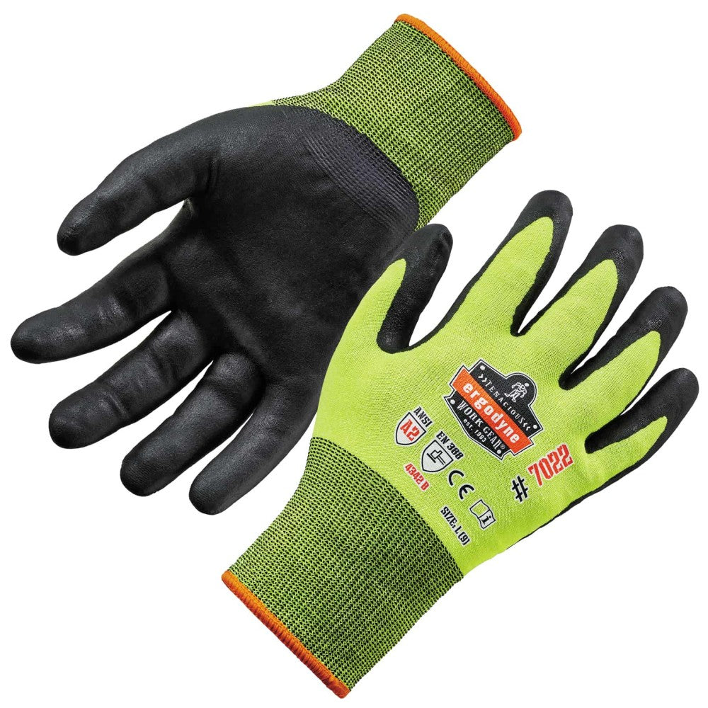ProFlex 7022 Hi-Vis Nitrile-Coated Cut-Resistant Gloves - ANSI A2, DSX Dry Grip-eSafety Supplies, Inc