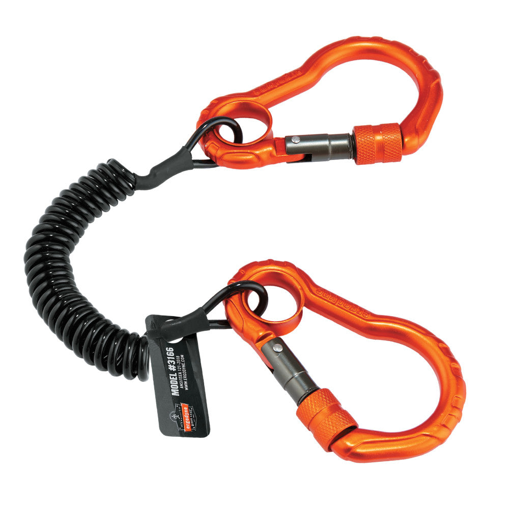 Squids 3166 Coiled Tool Lanyard with Dual Carabiners - 2lbs / 0.9kg-eSafety Supplies, Inc