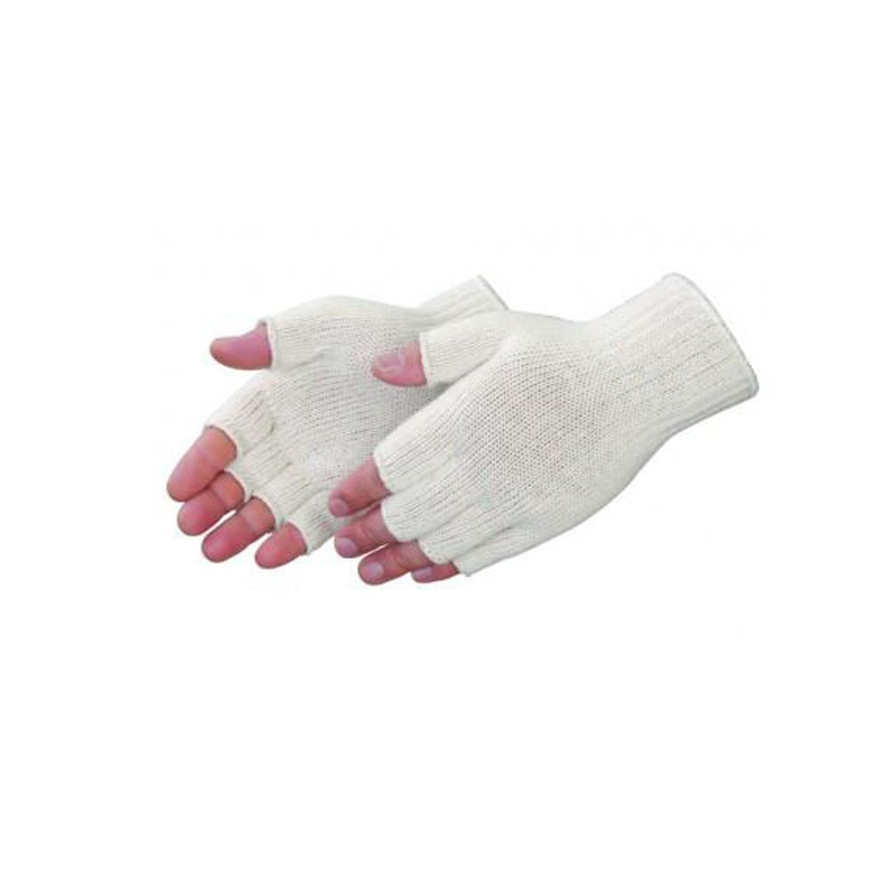 Fingerless natural white cotton/ polyester knit Gloves - Dozen-eSafety Supplies, Inc