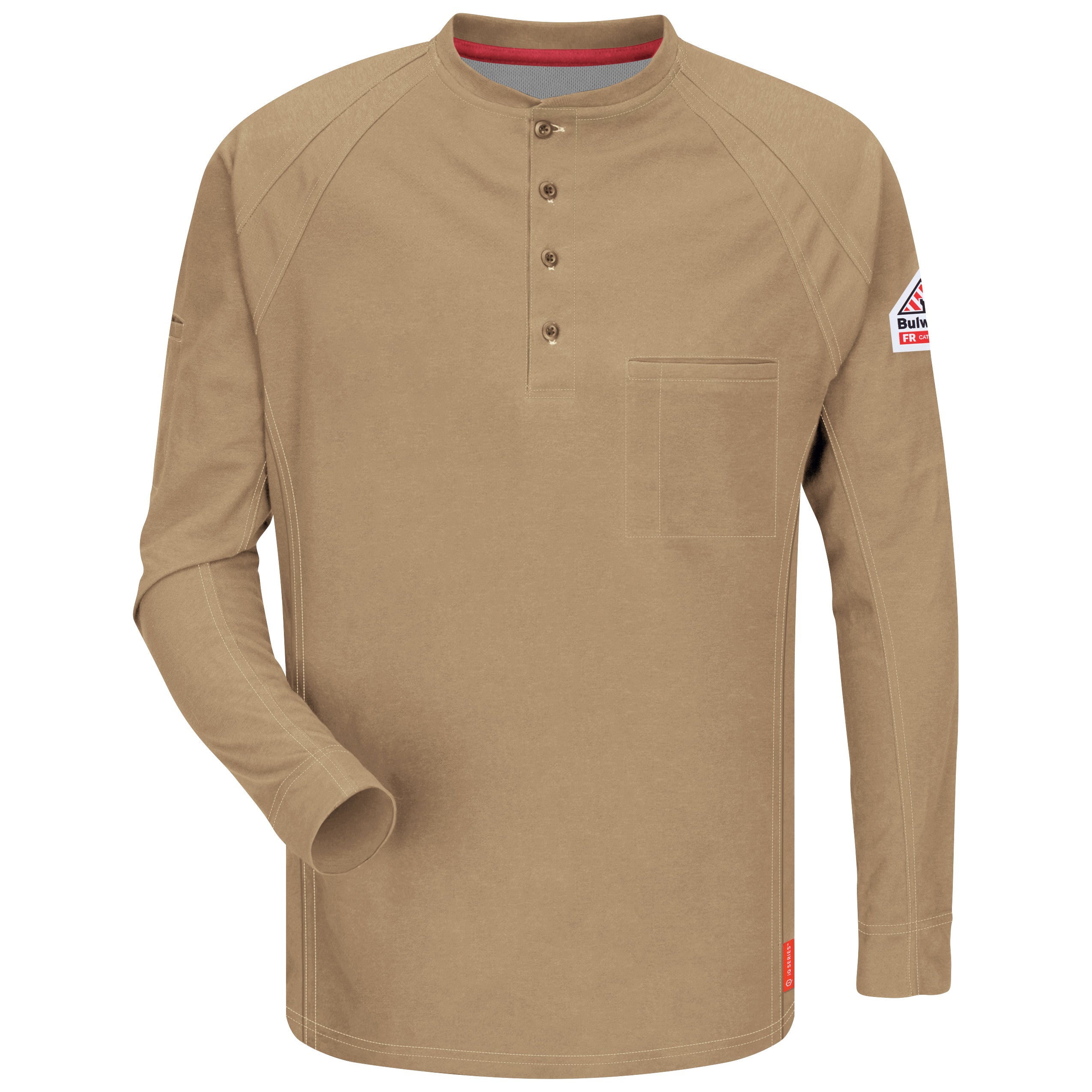iQ Series® Comfort Knit Men's FR Henley QT20 - Khaki-eSafety Supplies, Inc