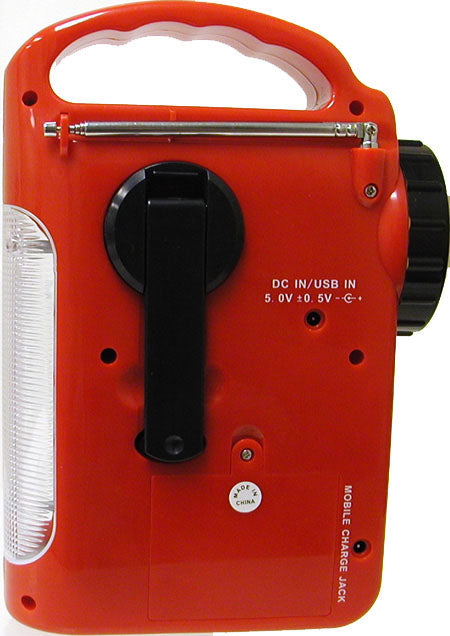 Solar/Crank 5-LED Flashlight with AM/FM Radio, Phone Charger, 8-LED Emergency Lamp, and Siren-eSafety Supplies, Inc