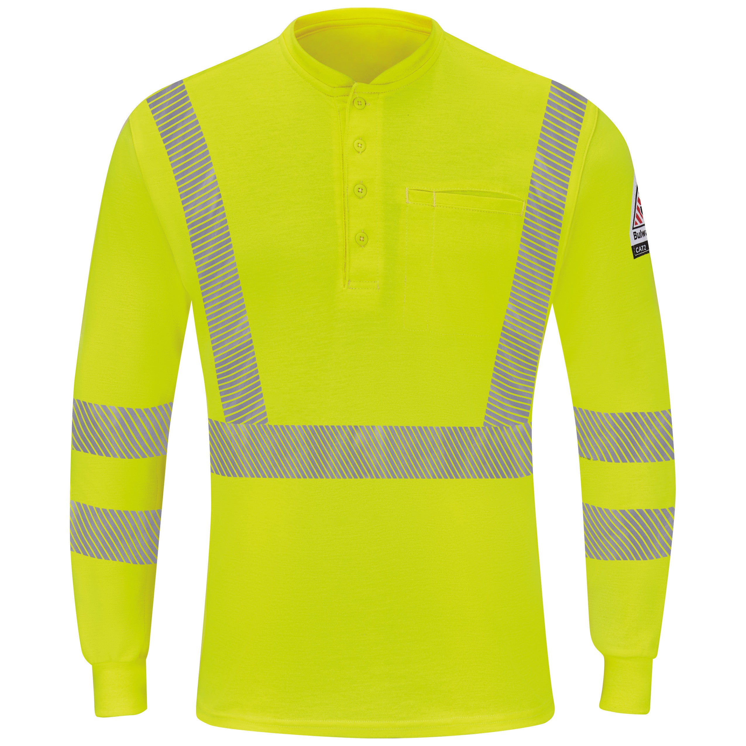 Men's Hi-Visibility Lightweight Long Sleeve Henley SML4 - Yellow/Green-eSafety Supplies, Inc